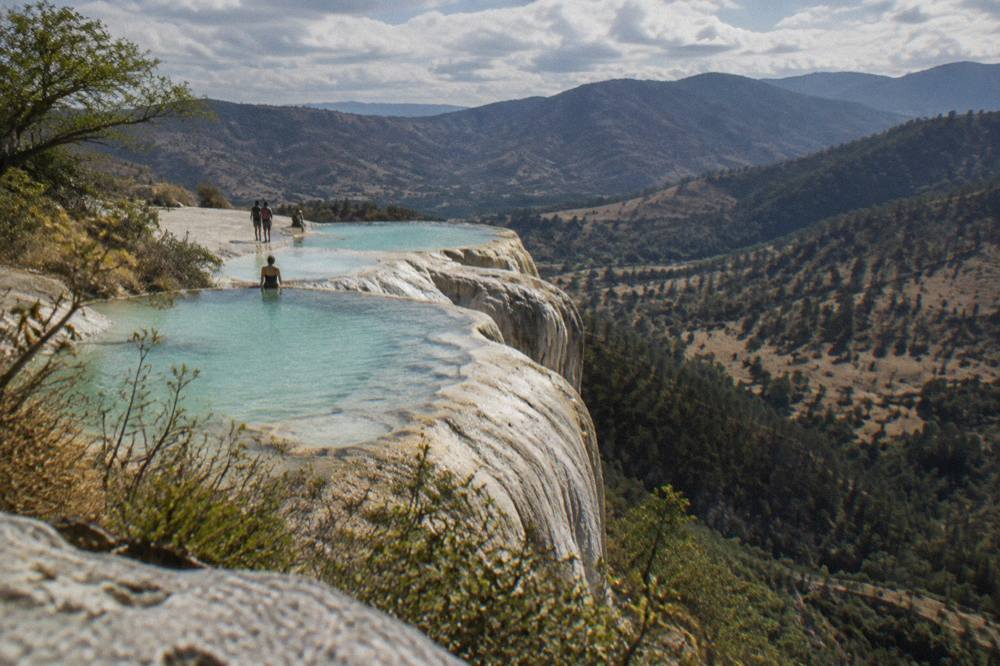 Mineral terraces and pools at Hierve el Agua above the Tlacolula valley