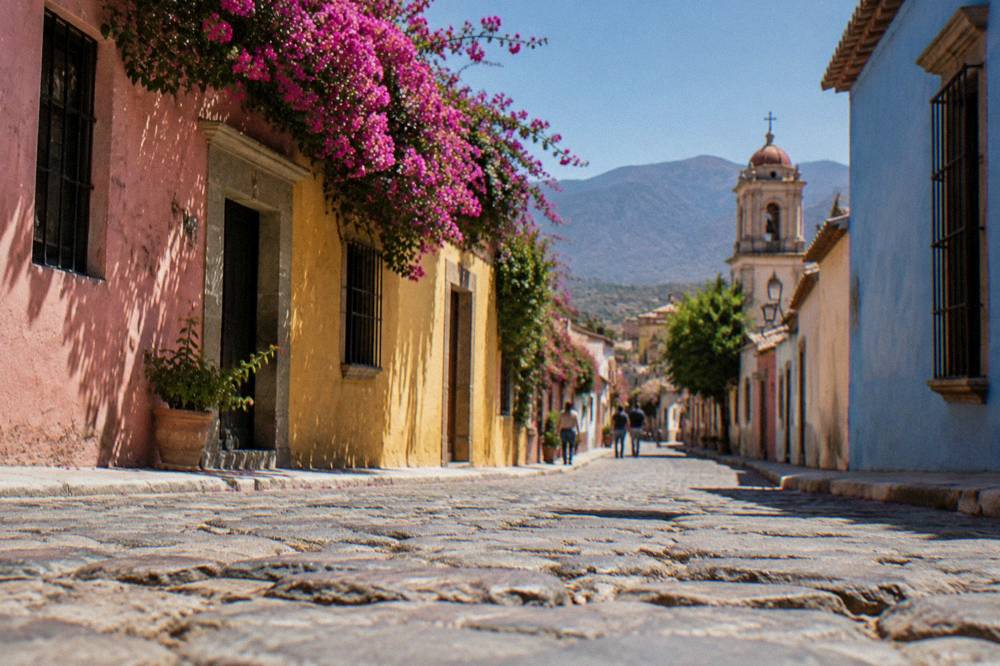 Stone mosaics and painted walls inside the Mitla archaeological zone