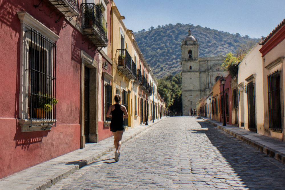 Mountain road winding through the Valles Centrales above Oaxaca City