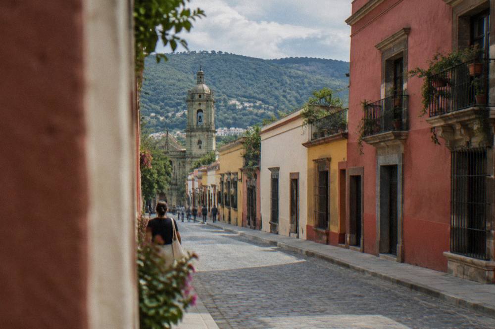 Green valley hills surrounding Oaxaca City under morning light