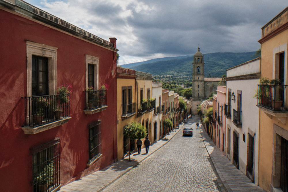 Afternoon rain clouds gathering over the hills above Oaxaca City