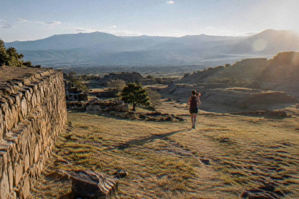 The terraces of Monte Albán seen from the upper platform